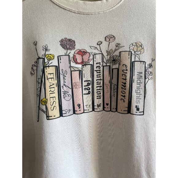 Cotton Bloom Taylor Swift Crew neck Sweatshirt  Womens M BeigeAlbums Books Swift - Picture 2 of 6